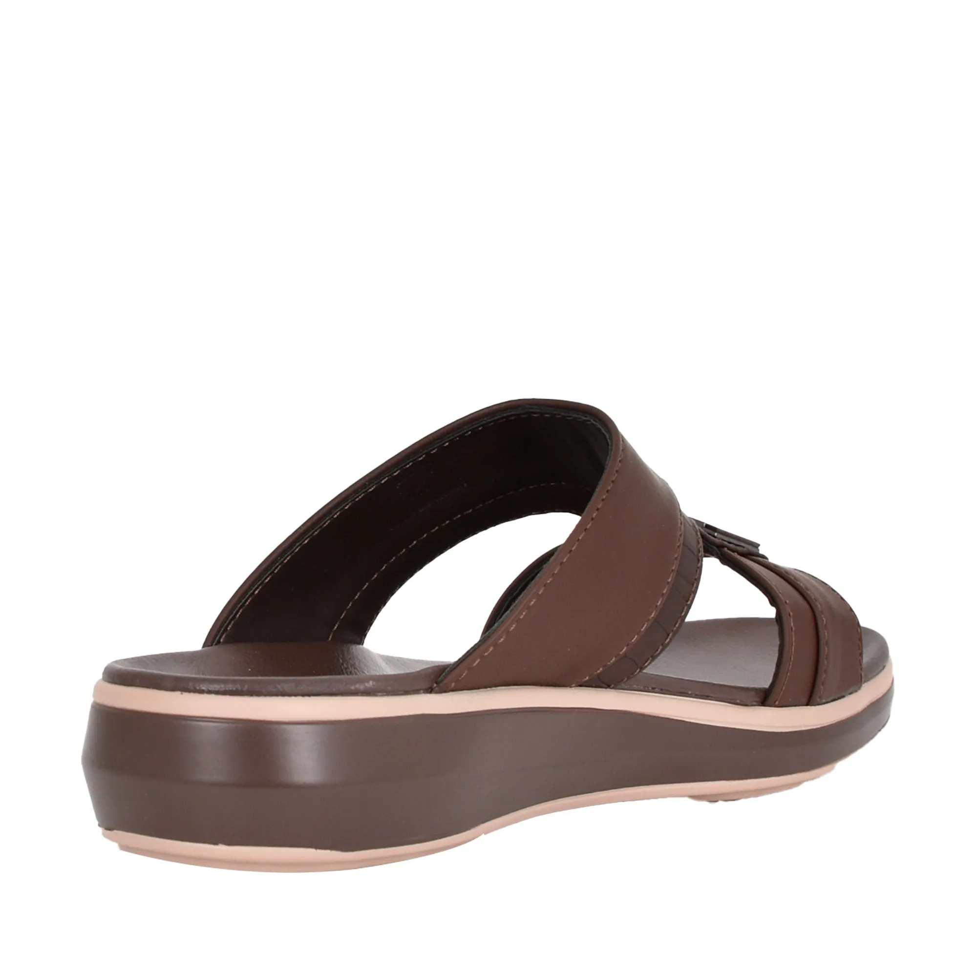 Mens Patterned Strap Arabic Sandals Brown