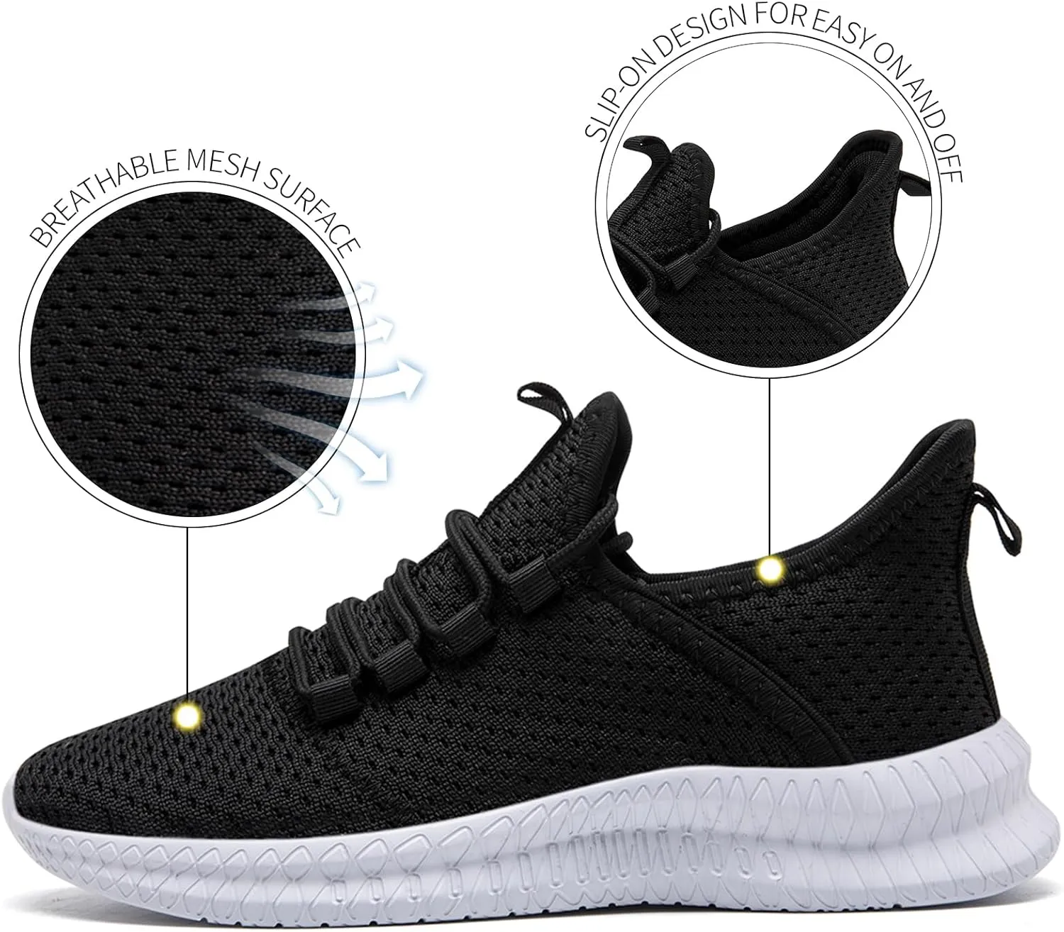 Mens Running Shoes Slip on Tennis Shoes Fashion Sneakers Lightweight Athletic Gym Workout Sneakers Non Slip Walking Sport for Men