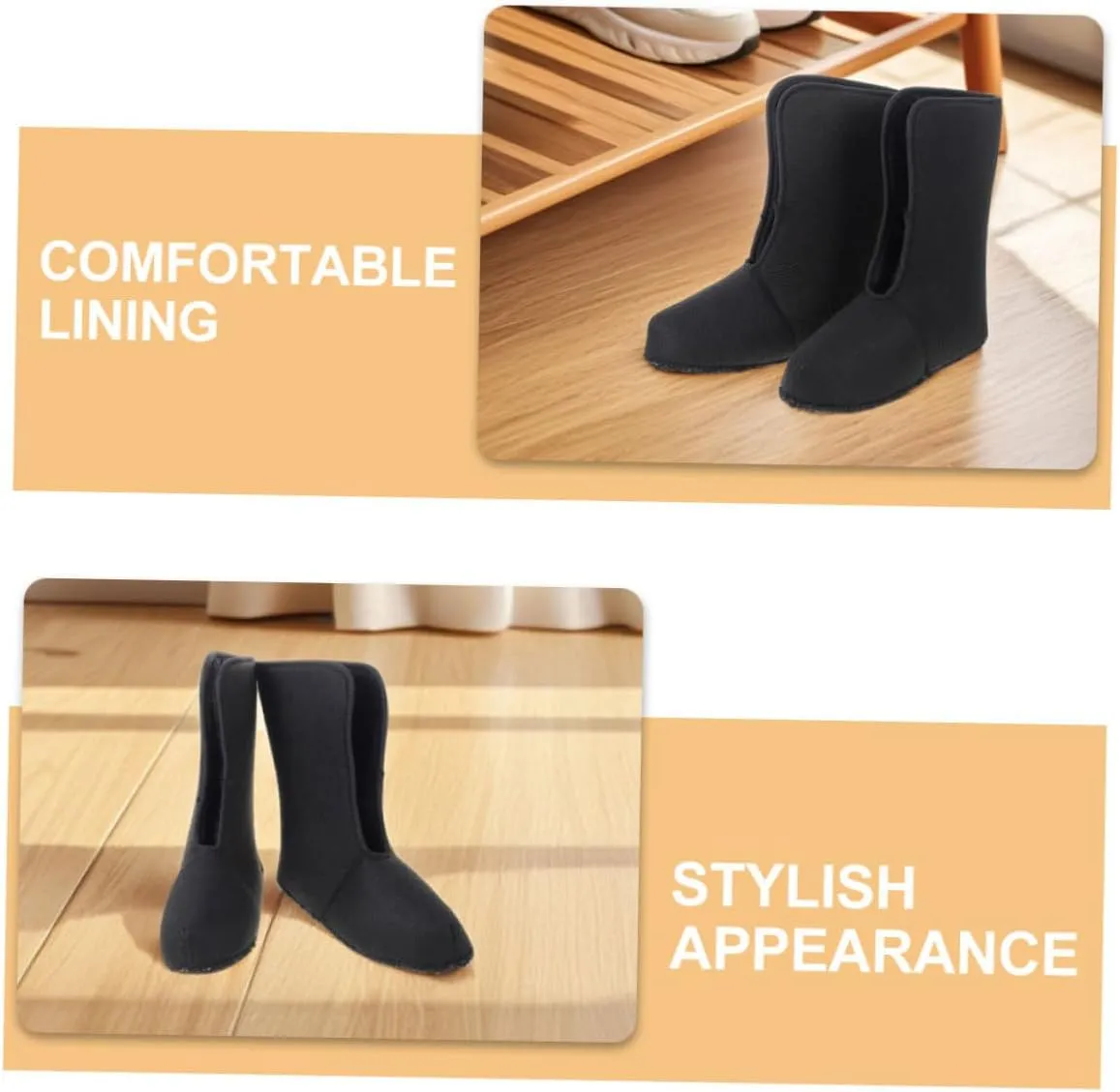 Men's Snow Boots Liners Insulated Waterproof Snow Boot Covers Non Slip for Winter Hiking Ice Fishing Warm Inner Liner