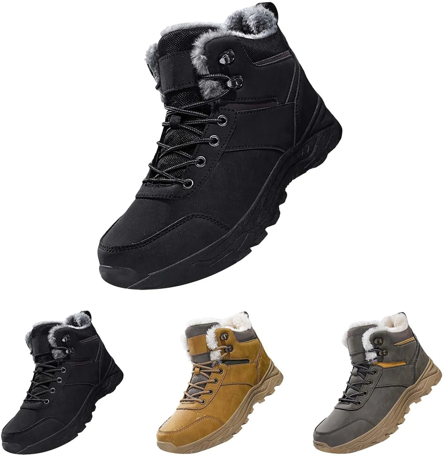 Men's Snow Boots Waterproof Insulated Warm Plush Lined Winter Non-Slip Ankle Mid-Top Cold Weather Shoes Hiking Shoes