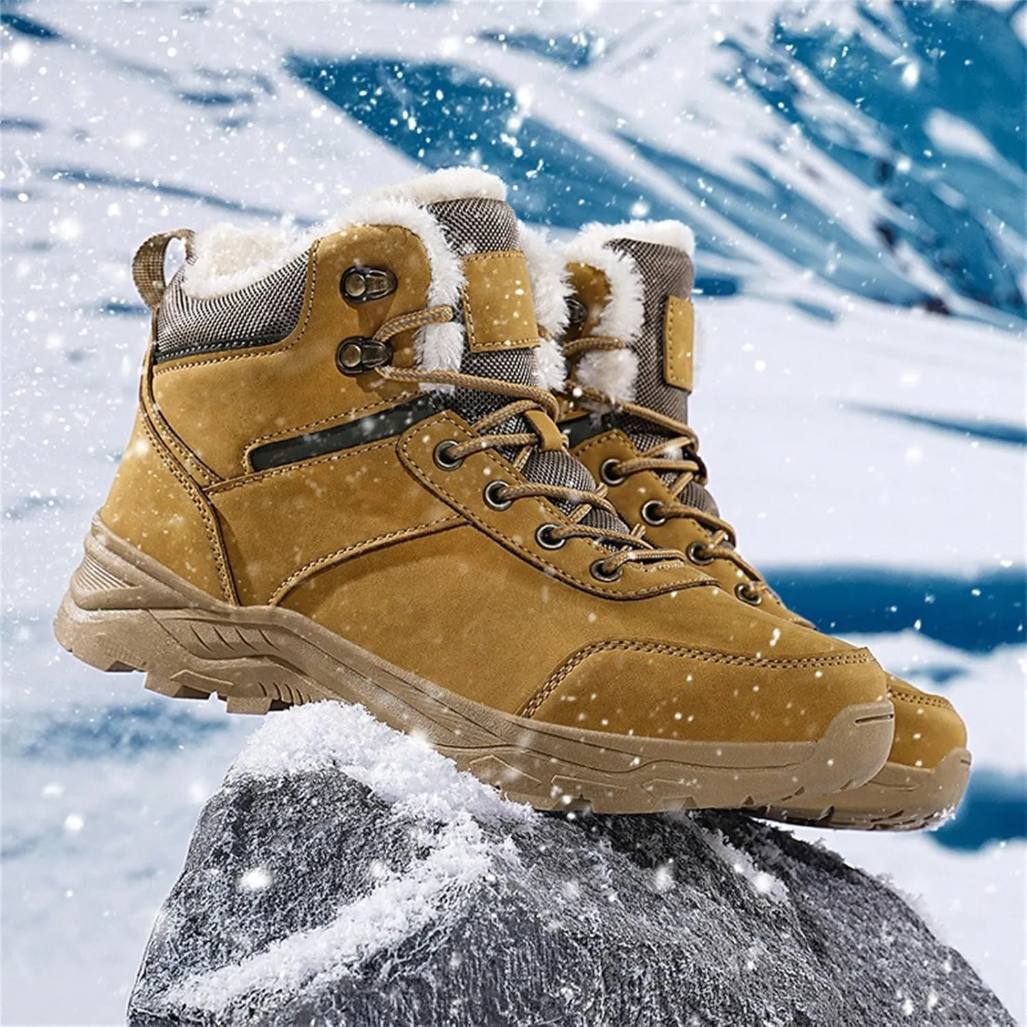Men's Snow Boots Waterproof Insulated Warm Plush Lined Winter Non-Slip Ankle Mid-Top Cold Weather Shoes Hiking Shoes