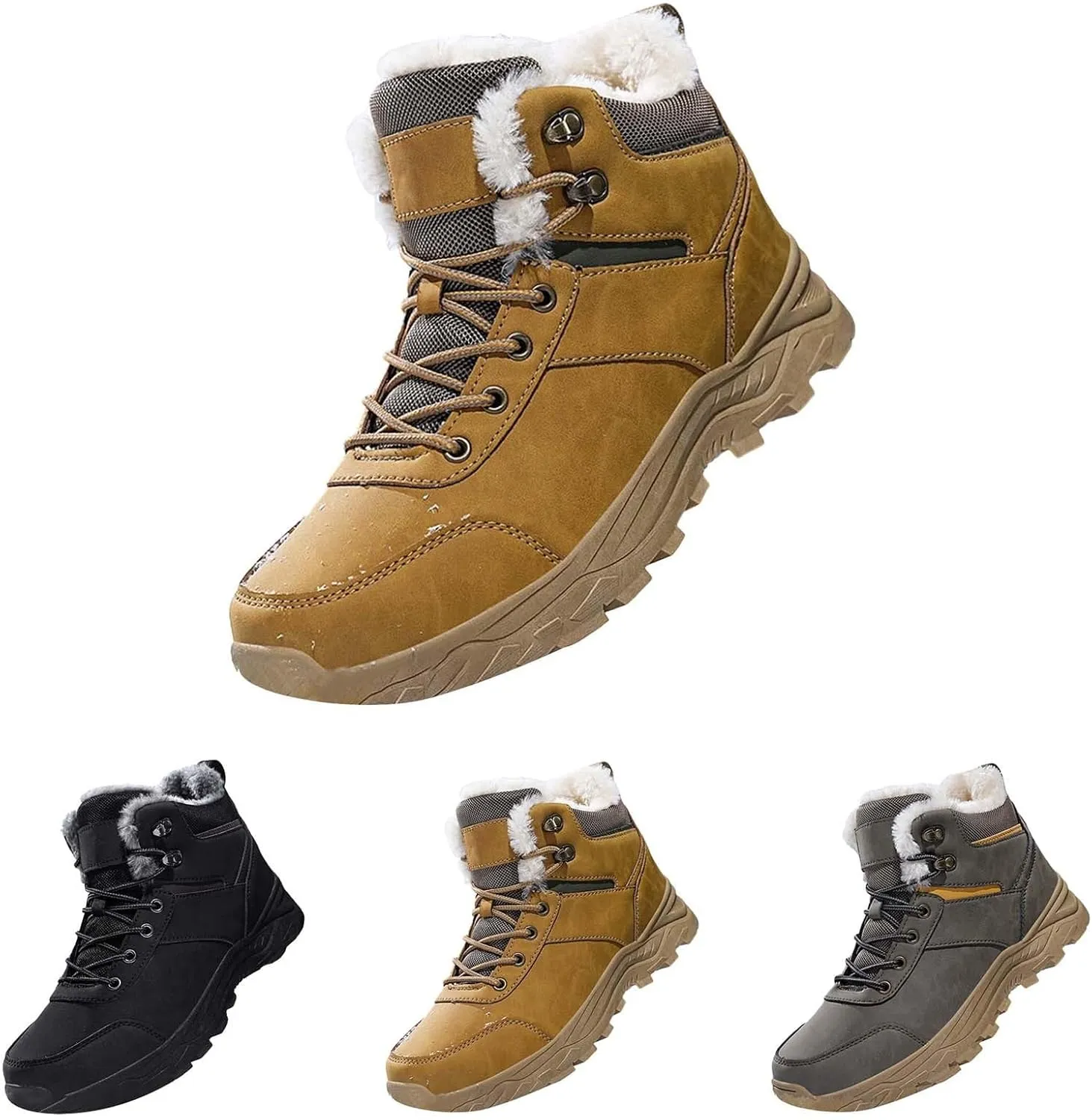 Men's Snow Boots Waterproof Insulated Warm Plush Lined Winter Non-Slip Ankle Mid-Top Cold Weather Shoes Hiking Shoes