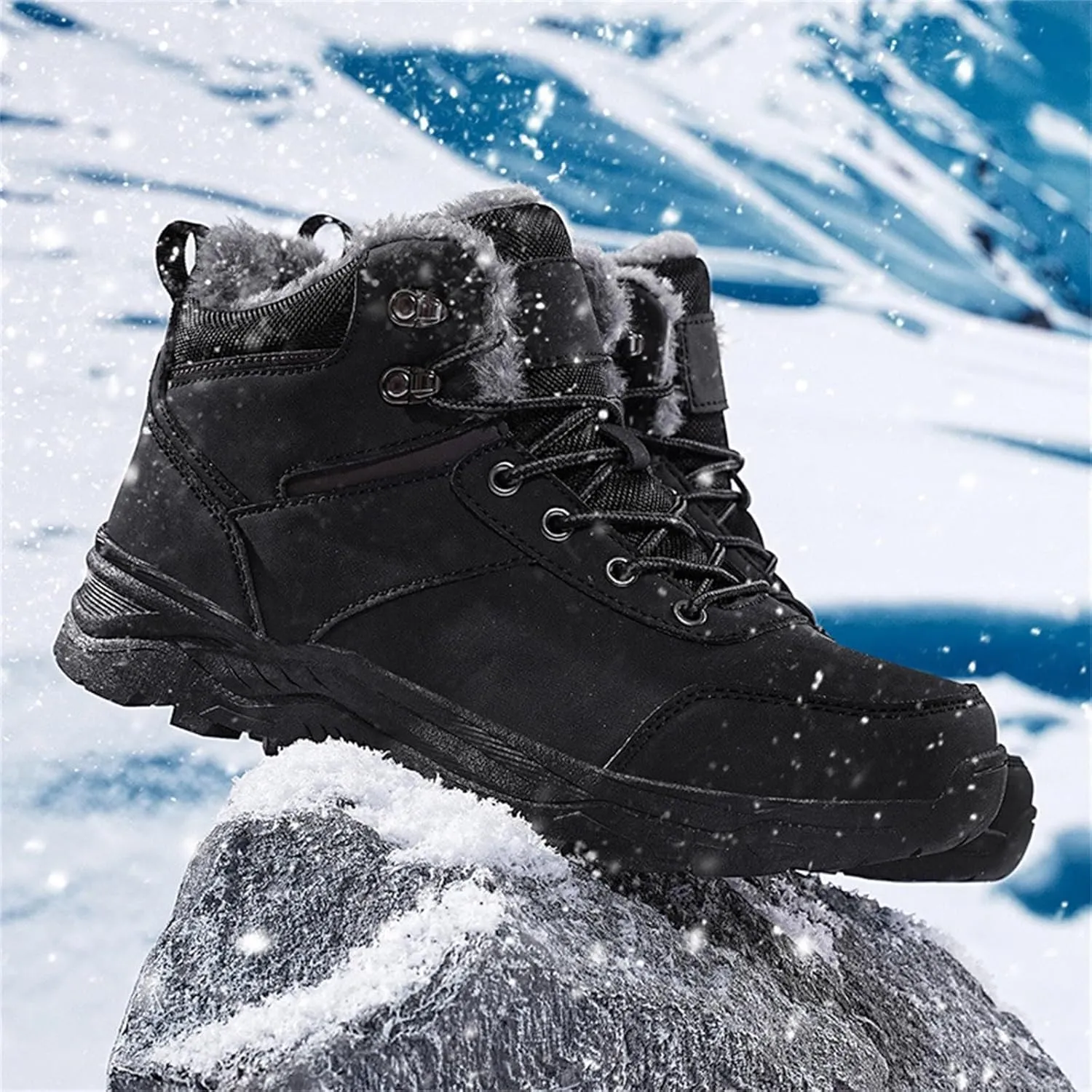 Men's Snow Boots Waterproof Insulated Warm Plush Lined Winter Non-Slip Ankle Mid-Top Cold Weather Shoes Hiking Shoes