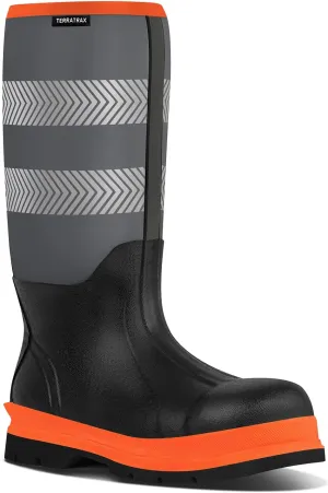 Men's Steel Toe Muck Work Boots  Reflective, Puncture Proof, Oil & Slip Resistant, Rubber & Neoprene, Breathable Safety Boots for Construction, Roadwork, Industrial & Heavy Duty