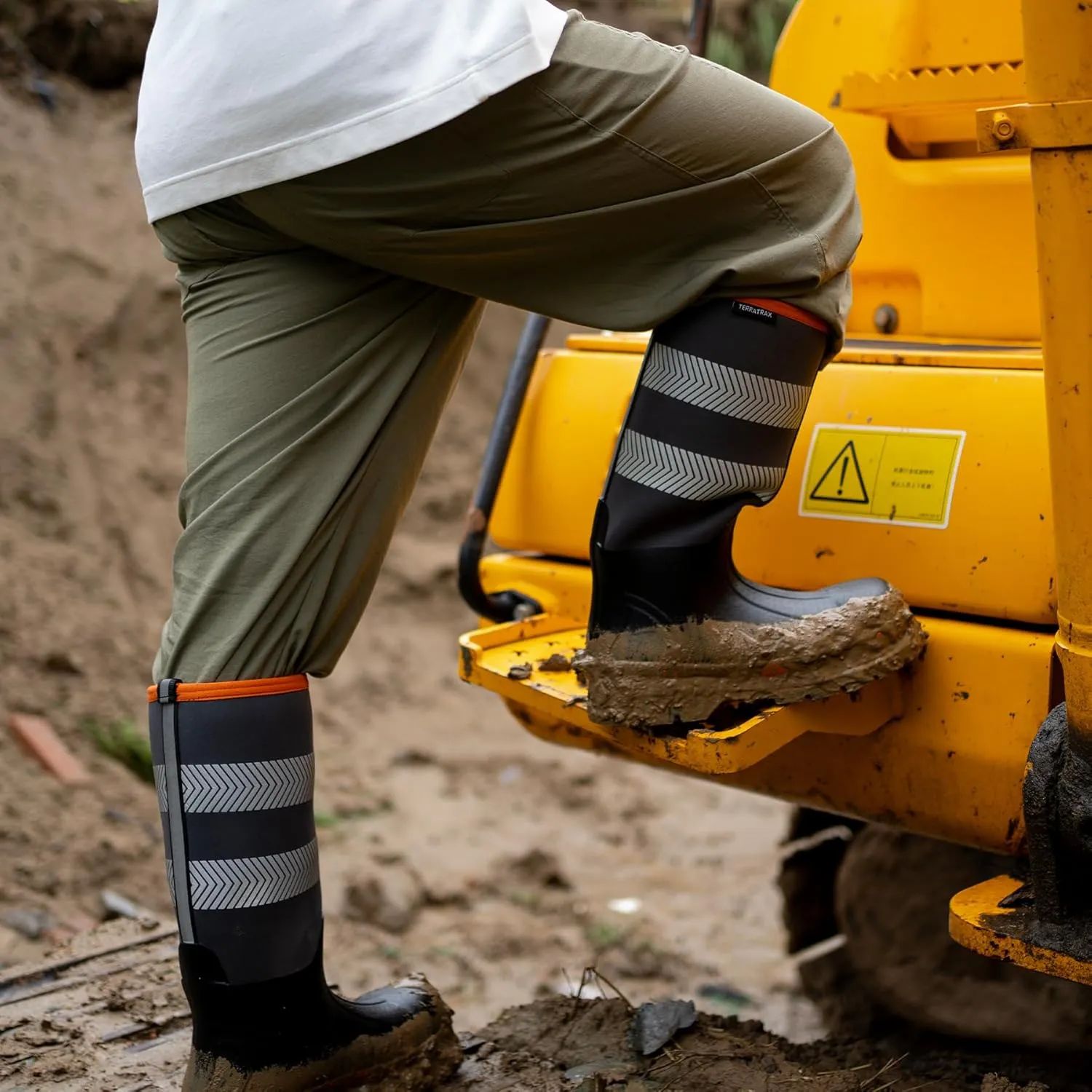 Men's Steel Toe Muck Work Boots  Reflective, Puncture Proof, Oil & Slip Resistant, Rubber & Neoprene, Breathable Safety Boots for Construction, Roadwork, Industrial & Heavy Duty