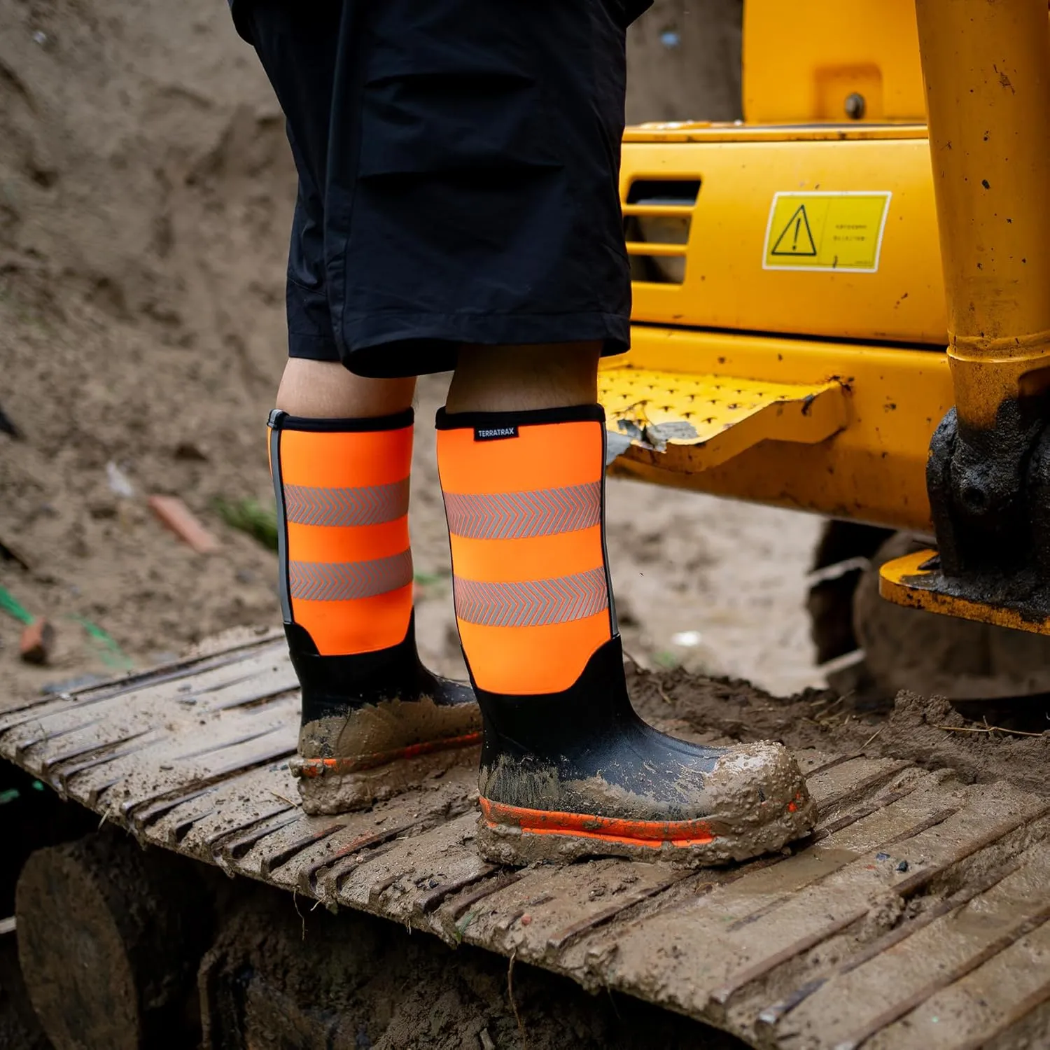 Men's Steel Toe Muck Work Boots  Reflective, Puncture Proof, Oil & Slip Resistant, Rubber & Neoprene, Breathable Safety Boots for Construction, Roadwork, Industrial & Heavy Duty