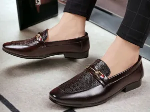 Men's Stylish Black Dress Leather moccasins slip-on shoes