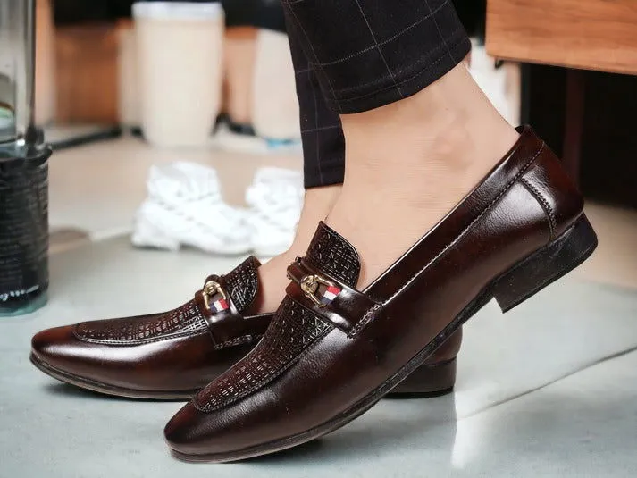 Men's Stylish Black Dress Leather moccasins slip-on shoes