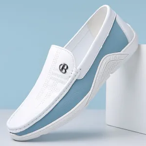 Mens Stylish Plaid Loafers With Rubber Sole | Sky Blue Or White