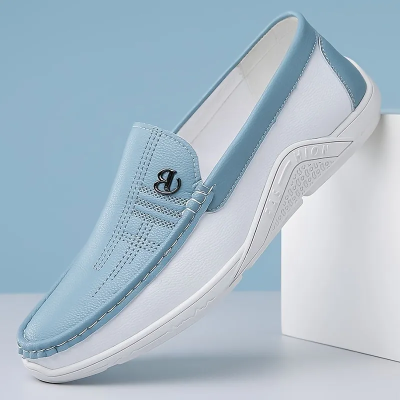 Mens Stylish Plaid Loafers With Rubber Sole | Sky Blue Or White