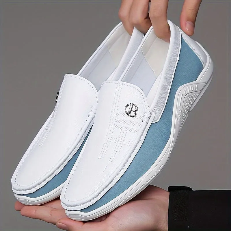 Mens Stylish Plaid Loafers With Rubber Sole | Sky Blue Or White