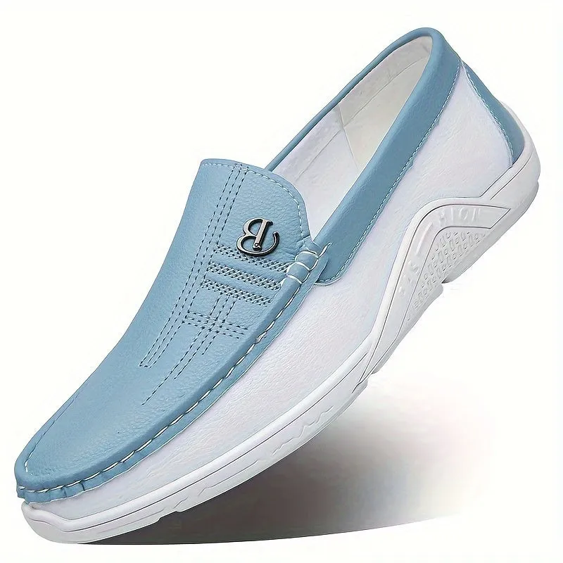 Mens Stylish Plaid Loafers With Rubber Sole | Sky Blue Or White