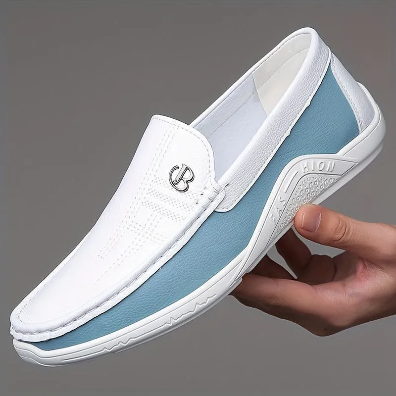 Mens Stylish Plaid Loafers With Rubber Sole | Sky Blue Or White