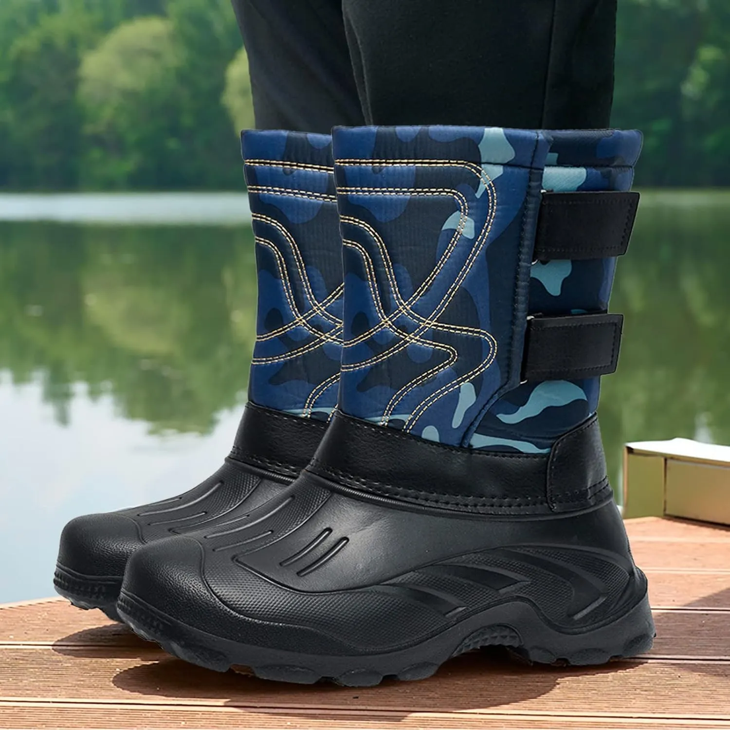 Men's Water Proof Insulated Snow Boots Cold Proof Mid Calf Boots Comfort Non Slip Winter Boots Mens Winter Shoes 7