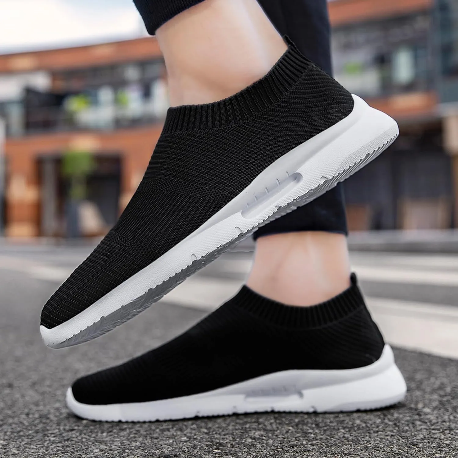 Mens Womens Slip On Shoes Unisex Walking Sneakers Running Workout Gym Tennis Lightweight Casual Laceless Shoes