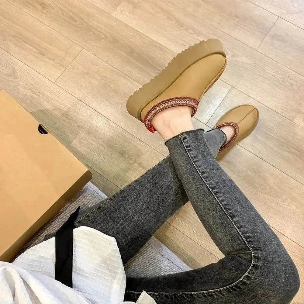 Merendy 7oda Round Toe Warm Platform Fur Half Slipper