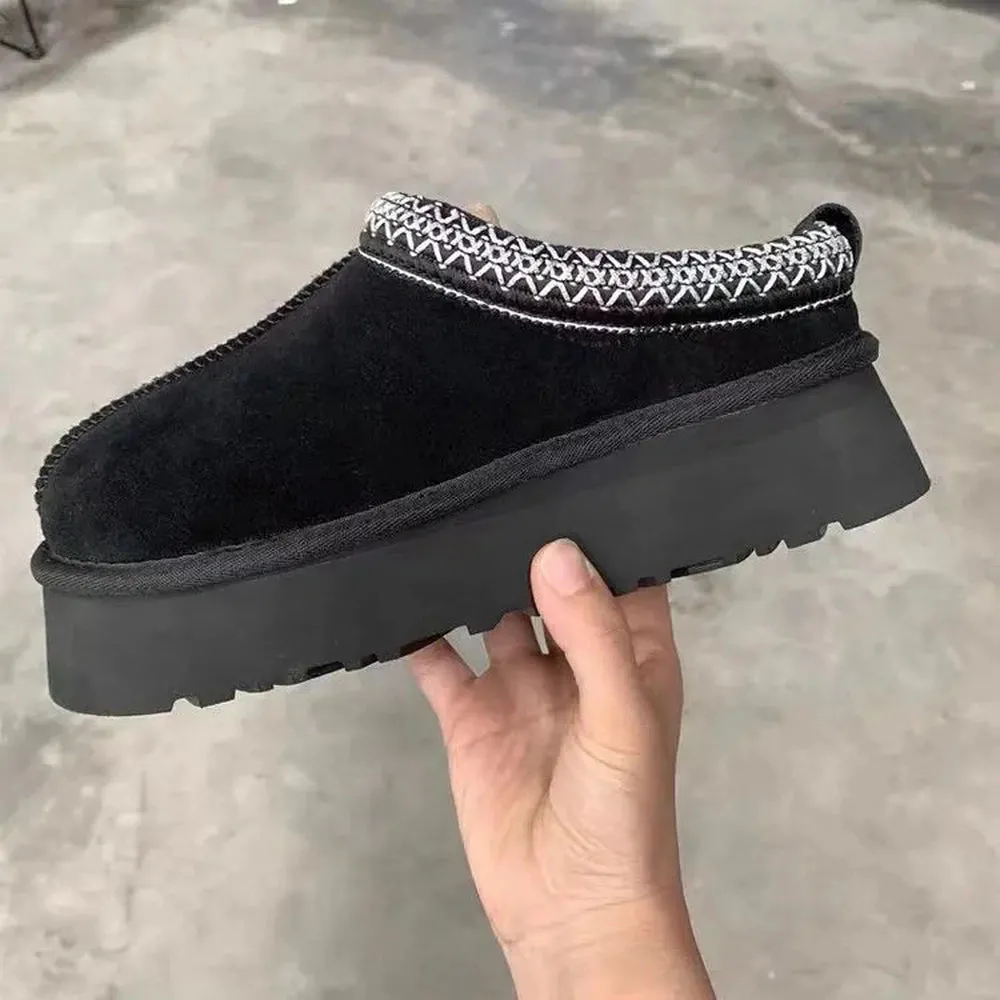 Merendy 7oda Round Toe Warm Platform Fur Half Slipper