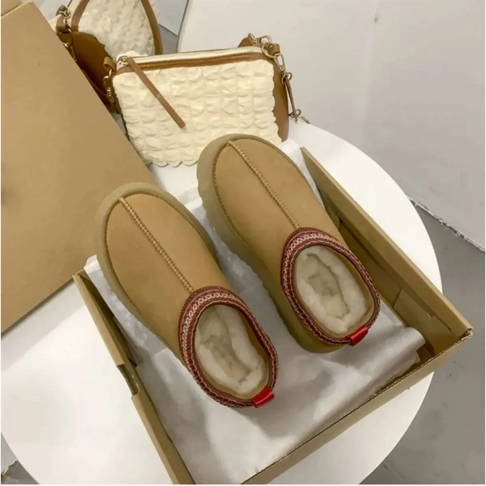 Merendy 7oda Round Toe Warm Platform Fur Half Slipper