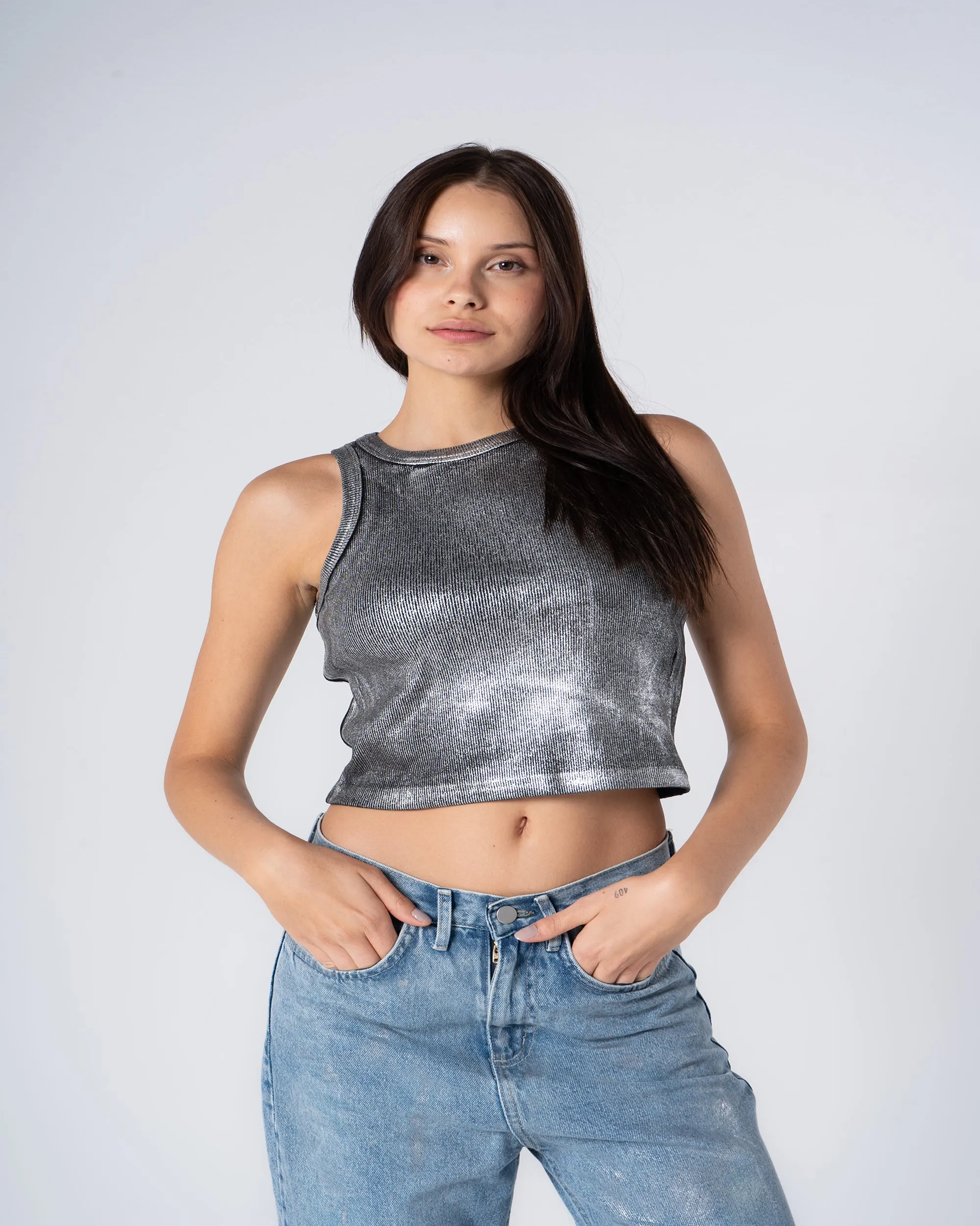 Metallic Rib Top