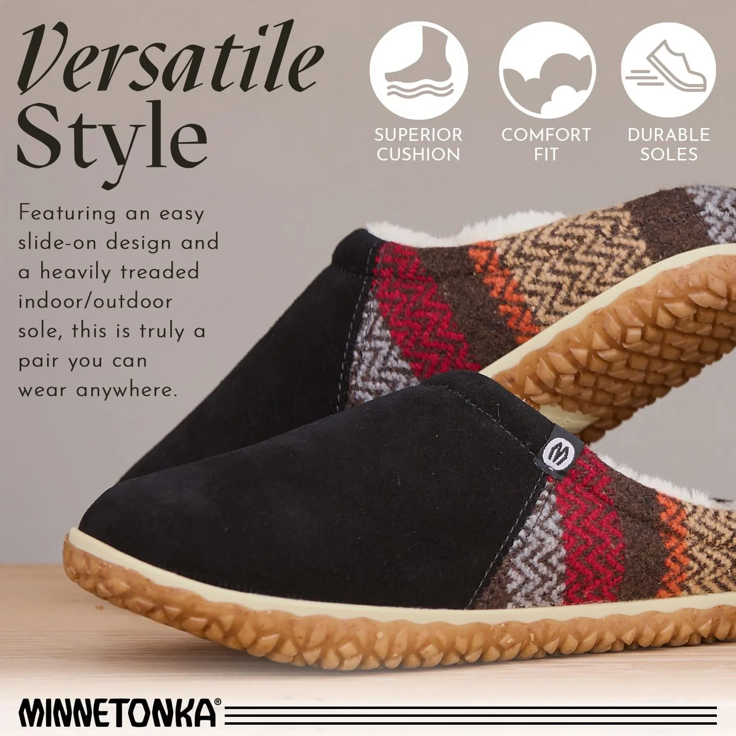 Minnetonka Tahoe  Indoor/Outdoor Slippers for Women with Hard Sole Design and Slip On Clog Silhouette