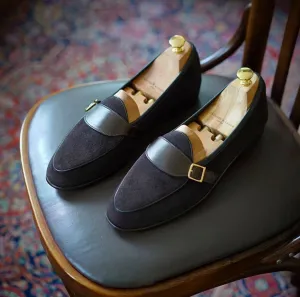 Monk Style Moccasins Suede Shoes