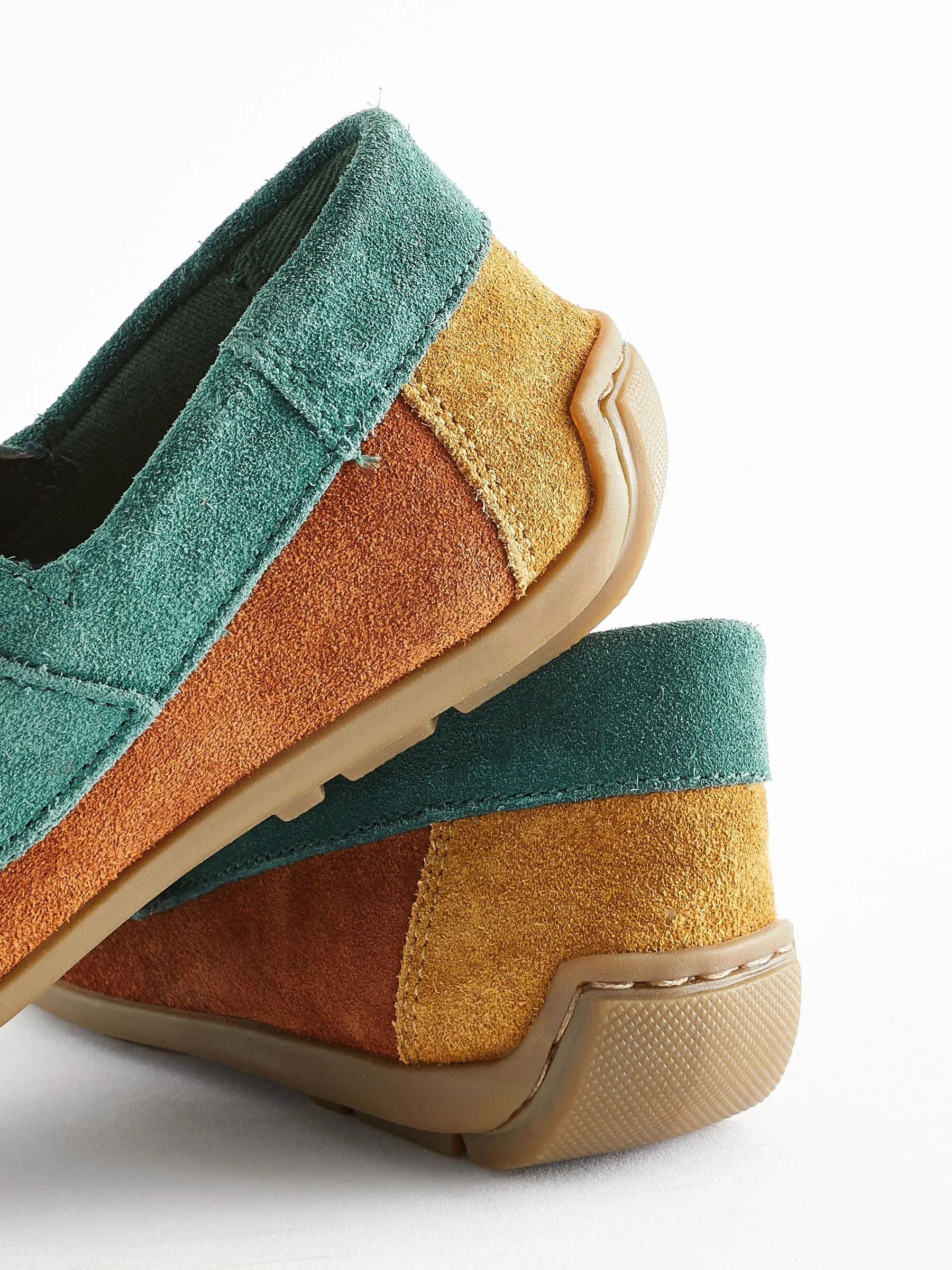 Multi Bright Wide Fit (G) Leather Penny Loafers with Touch and Close Fastening