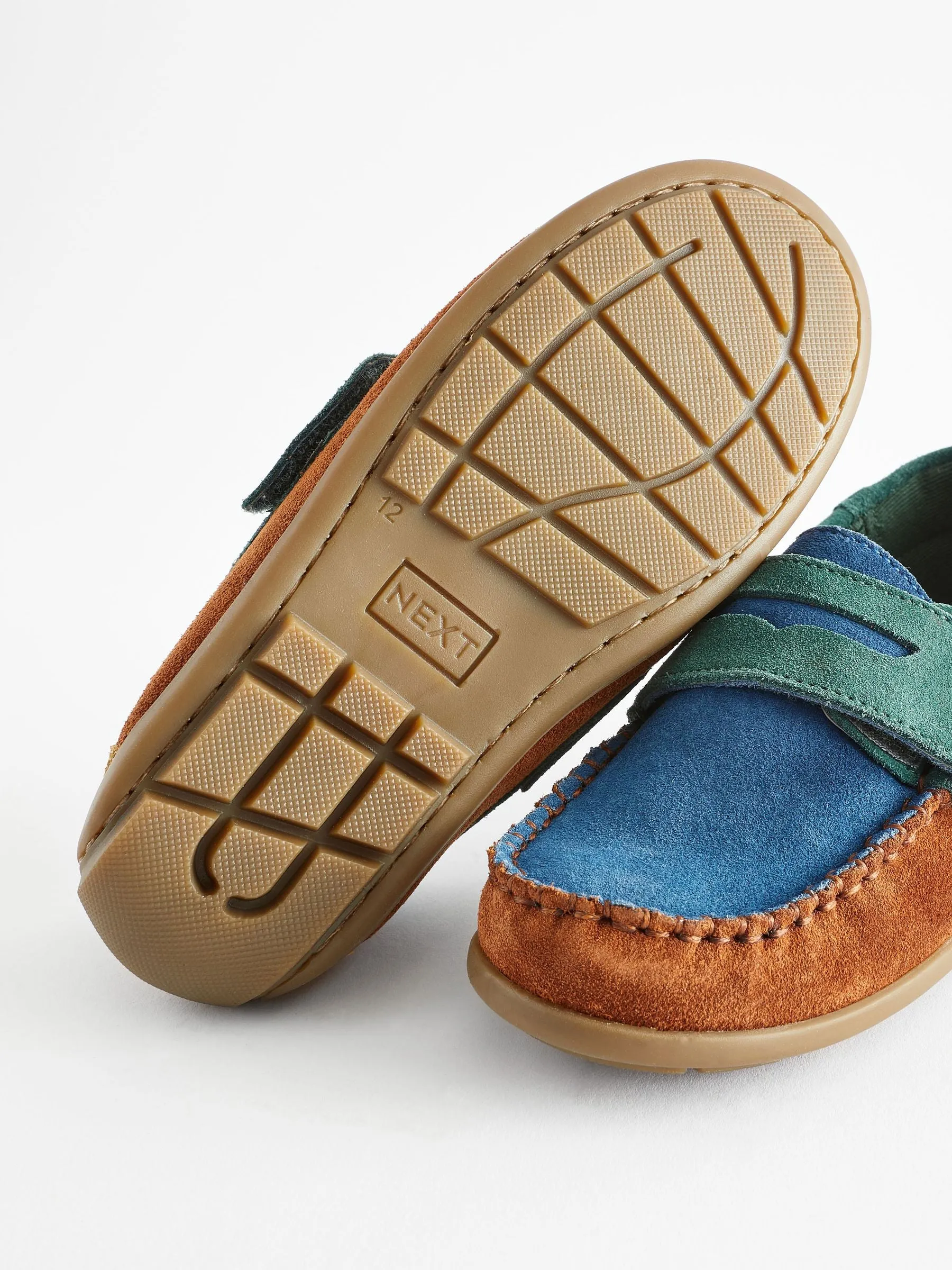 Multi Bright Wide Fit (G) Leather Penny Loafers with Touch and Close Fastening
