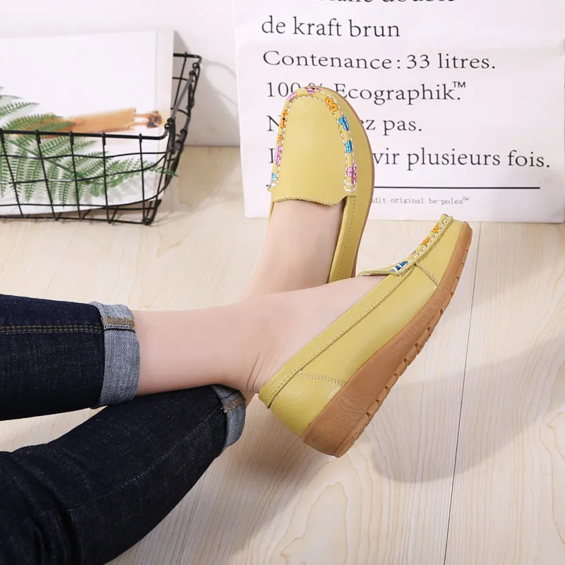 Nanccy New Ethnic Style Flat Heel Soft Soled Shoes