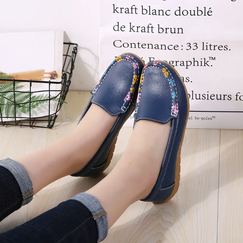 Nanccy New Ethnic Style Flat Heel Soft Soled Shoes