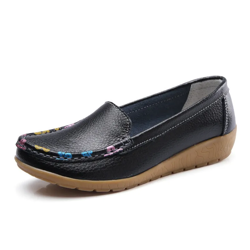 Nanccy New Ethnic Style Flat Heel Soft Soled Shoes