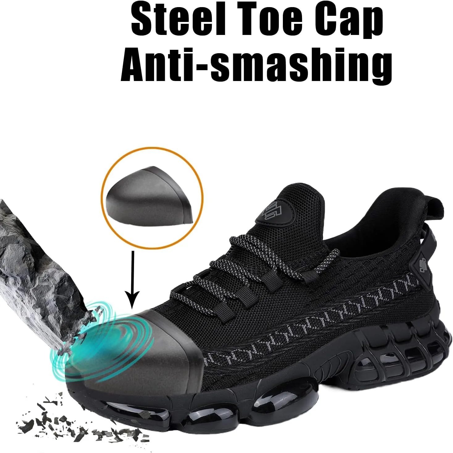 NIFOFISE Steel Toe Sneakers for Men Women Indestructible Work Shoes Lightweight Comfortable Safety Slip-Resistant Composite Toe Shoes for Construction and Industry Zapatos de Trabajo para Mujer
