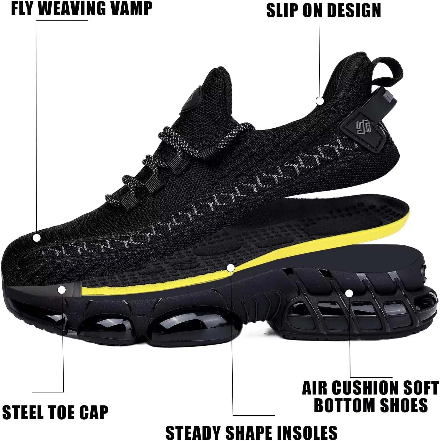 NIFOFISE Steel Toe Sneakers for Men Women Indestructible Work Shoes Lightweight Comfortable Safety Slip-Resistant Composite Toe Shoes for Construction and Industry Zapatos de Trabajo para Mujer