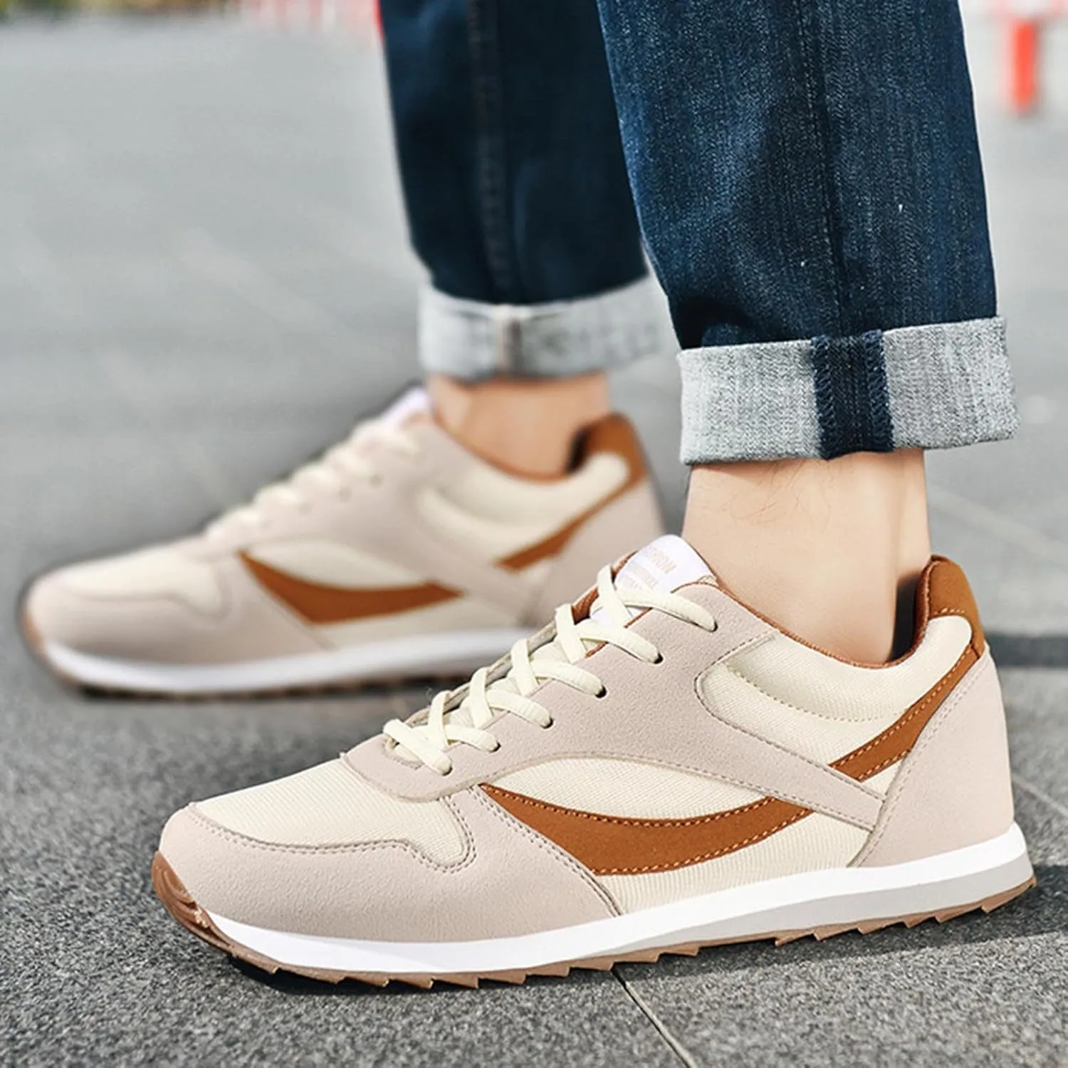 Non Slip Work Shoes for Men Walking Shoes Lightweight Breathable Slip On Running Shoes Workout Tennis Fashion Sneakers
