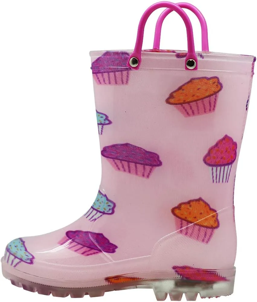NORTY PVC Rain Boots for Kids - Waterproof PVC Boots Boys and Girls Solid & Printed Rainboots for Toddlers and Kids - Light Up