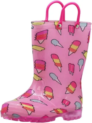 NORTY PVC Rain Boots for Kids - Waterproof PVC Boots Boys and Girls Solid & Printed Rainboots for Toddlers and Kids - Light Up
