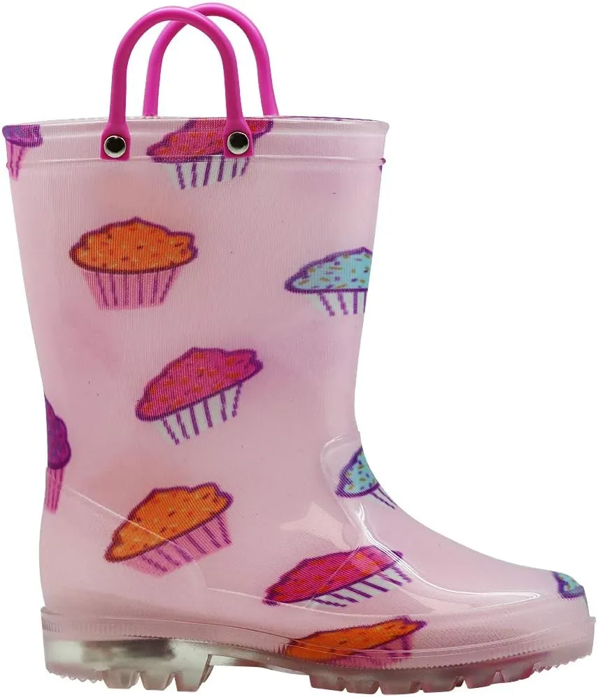 NORTY PVC Rain Boots for Kids - Waterproof PVC Boots Boys and Girls Solid & Printed Rainboots for Toddlers and Kids - Light Up