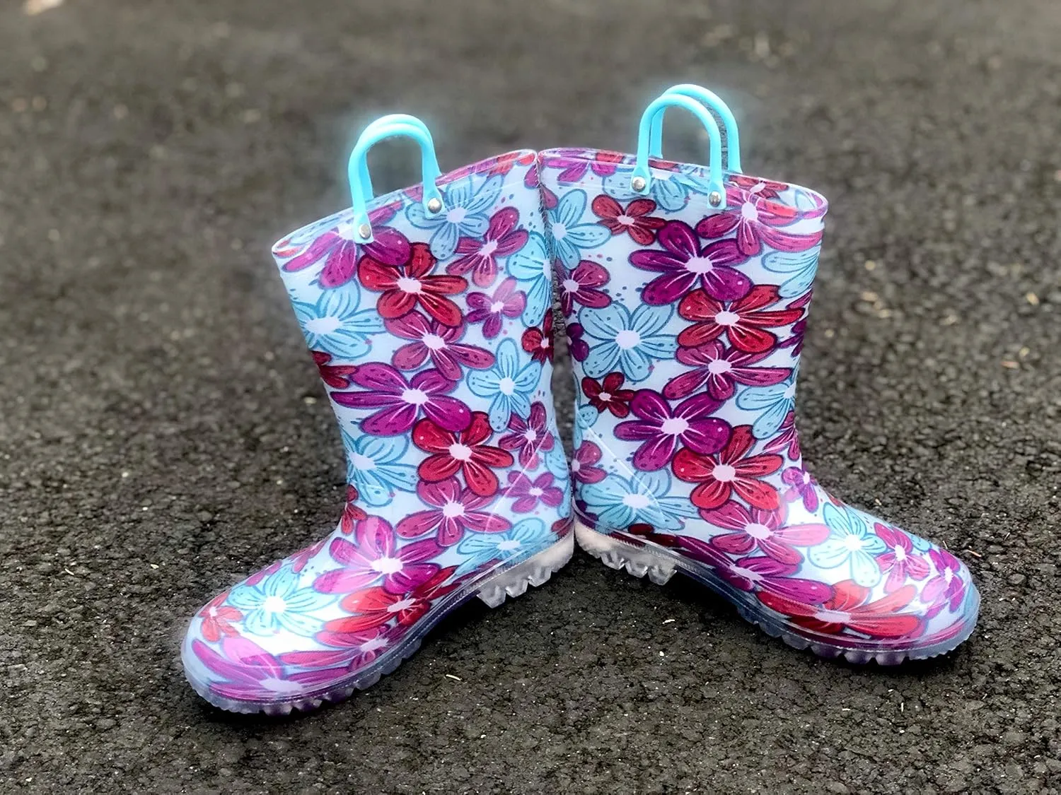 NORTY PVC Rain Boots for Kids - Waterproof PVC Boots Boys and Girls Solid & Printed Rainboots for Toddlers and Kids - Light Up