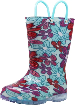 NORTY PVC Rain Boots for Kids - Waterproof PVC Boots Boys and Girls Solid & Printed Rainboots for Toddlers and Kids - Light Up