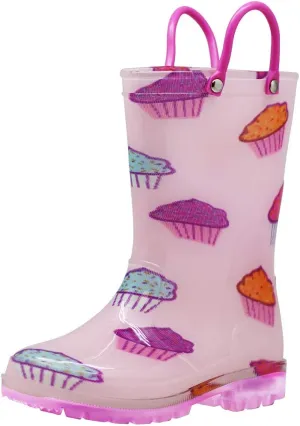 NORTY PVC Rain Boots for Kids - Waterproof PVC Boots Boys and Girls Solid & Printed Rainboots for Toddlers and Kids - Light Up