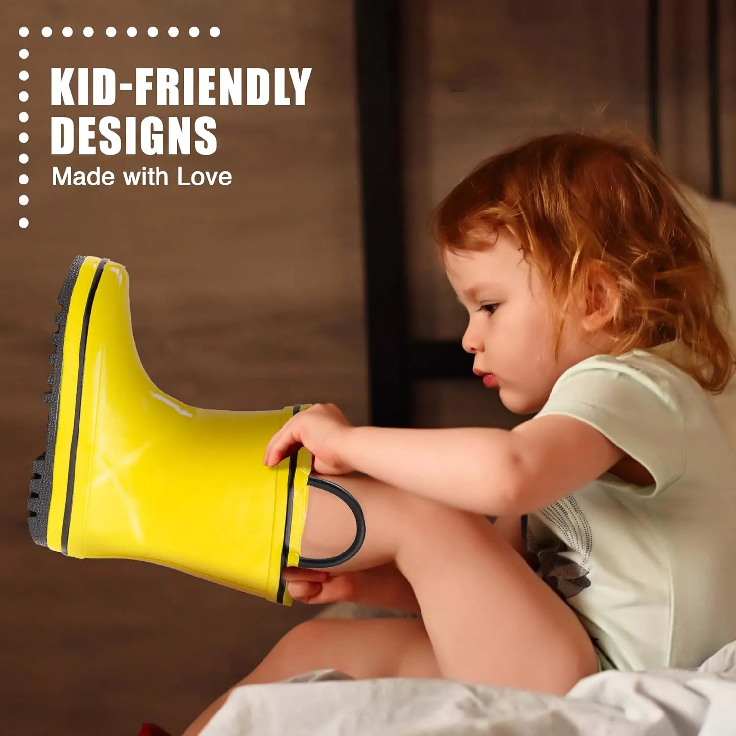 NORTY Rubber Rain Boots for Kids - Waterproof Rubber Boots Boys and Girls Solid & Printed Rainboots for Toddlers and Kids