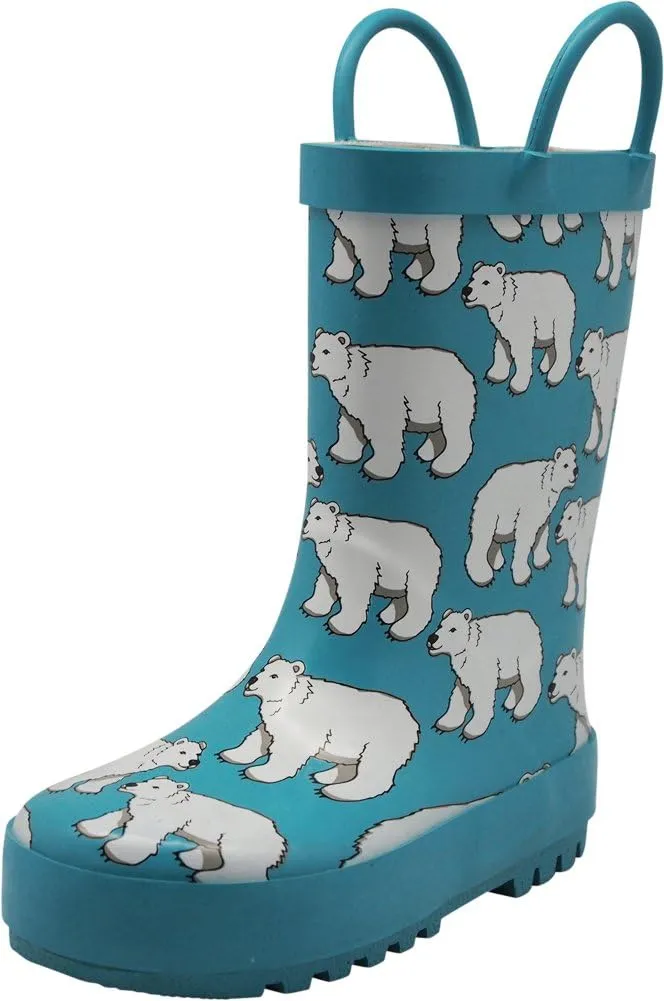 NORTY Rubber Rain Boots for Kids - Waterproof Rubber Boots Boys and Girls Solid & Printed Rainboots for Toddlers and Kids