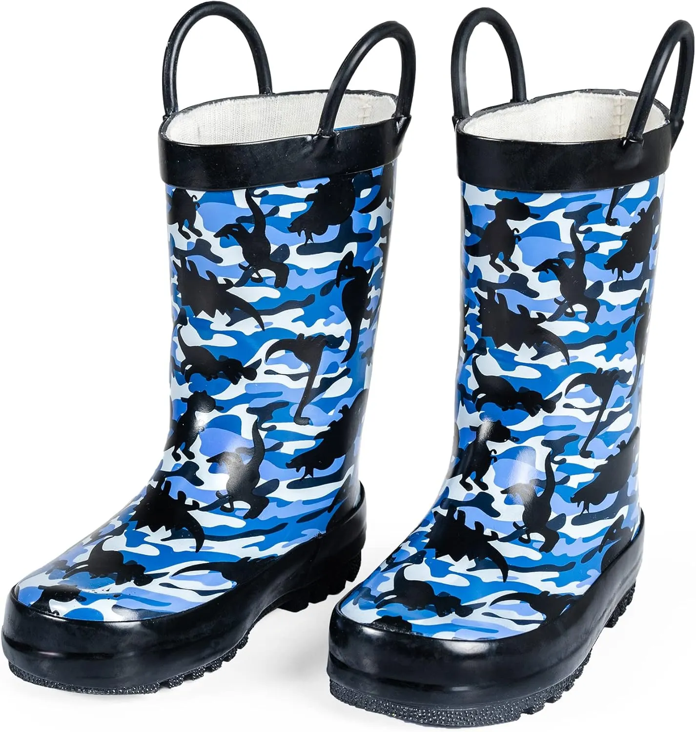 NORTY Rubber Rain Boots for Kids - Waterproof Rubber Boots Boys and Girls Solid & Printed Rainboots for Toddlers and Kids