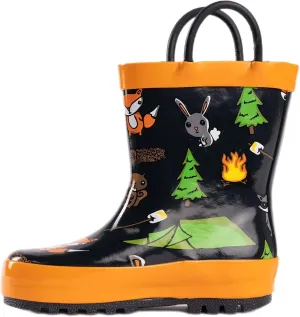 NORTY Rubber Rain Boots for Kids - Waterproof Rubber Boots Boys and Girls Solid & Printed Rainboots for Toddlers and Kids
