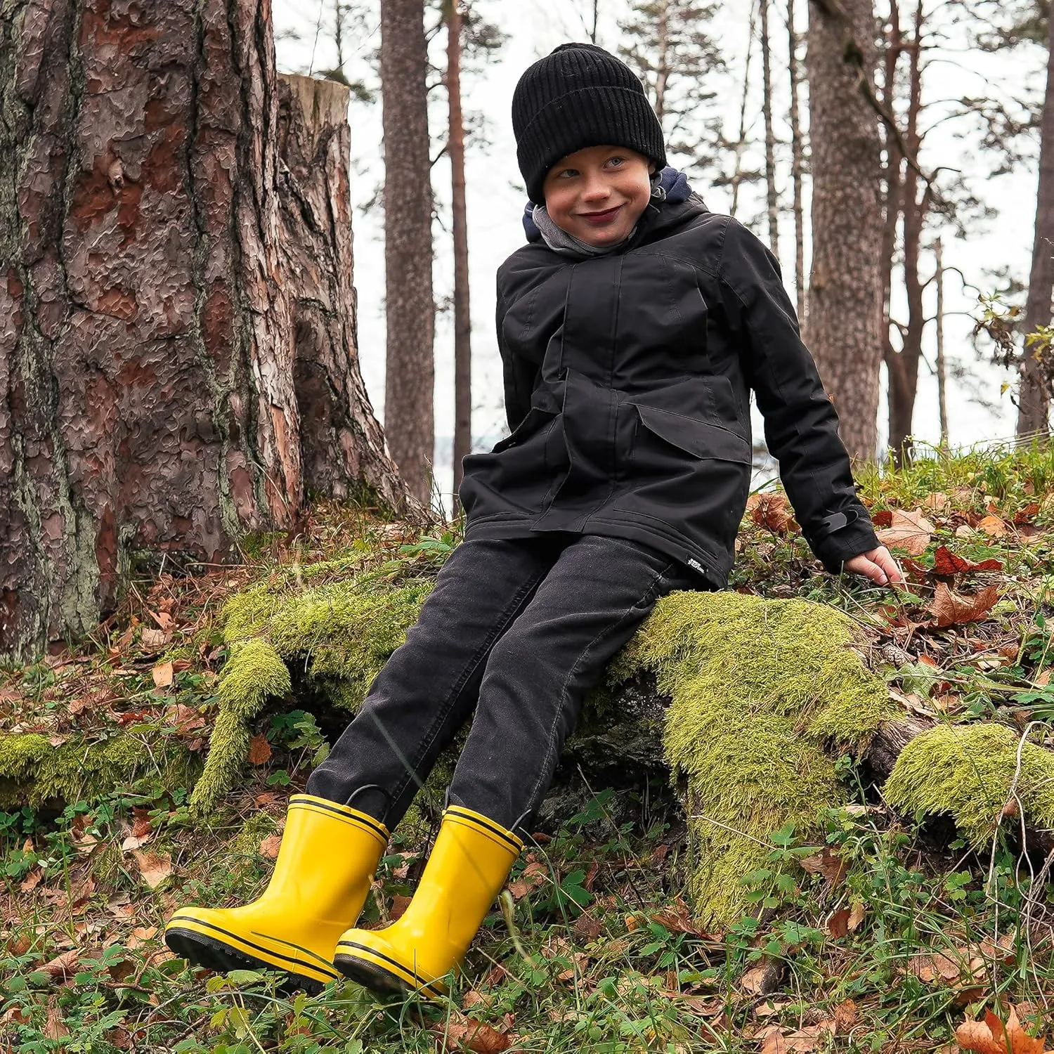 NORTY Rubber Rain Boots for Kids - Waterproof Rubber Boots Boys and Girls Solid & Printed Rainboots for Toddlers and Kids