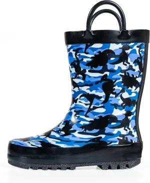 NORTY Rubber Rain Boots for Kids - Waterproof Rubber Boots Boys and Girls Solid & Printed Rainboots for Toddlers and Kids