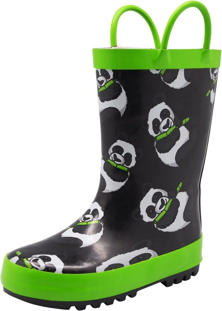 NORTY Rubber Rain Boots for Kids - Waterproof Rubber Boots Boys and Girls Solid & Printed Rainboots for Toddlers and Kids