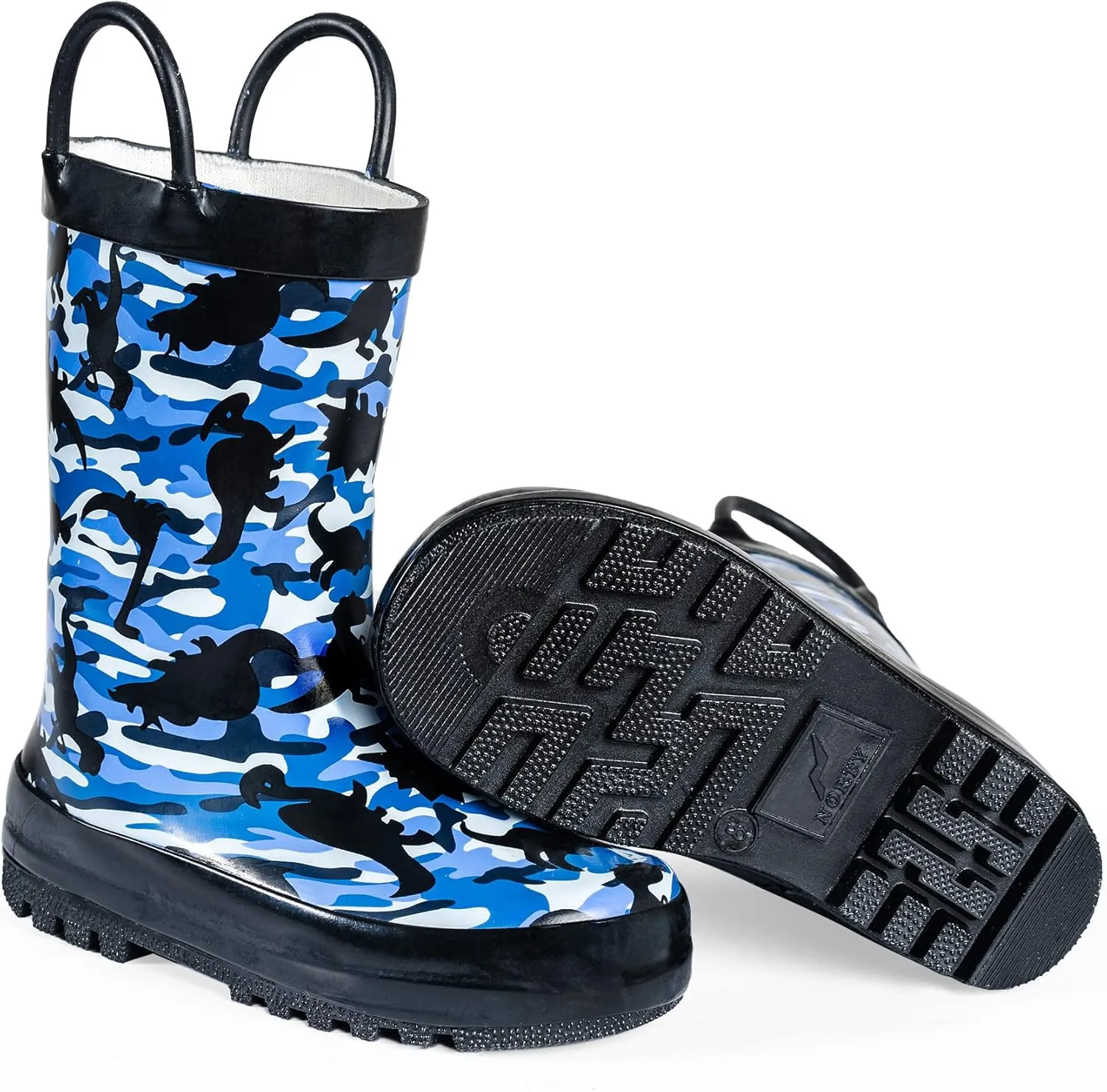NORTY Rubber Rain Boots for Kids - Waterproof Rubber Boots Boys and Girls Solid & Printed Rainboots for Toddlers and Kids