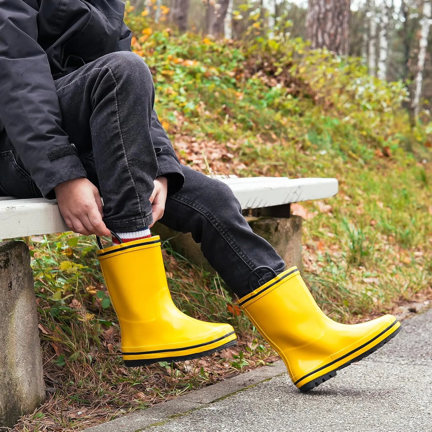 NORTY Rubber Rain Boots for Kids - Waterproof Rubber Boots Boys and Girls Solid & Printed Rainboots for Toddlers and Kids