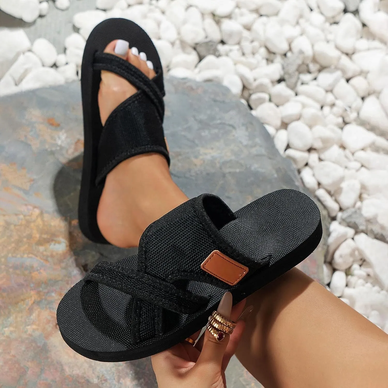 Orthopedic Sandals for Women 2025,Women's Comfortable Breathable Mesh Flip Flops,Lightweight Arch Support Sandals Comfy Hollow Mesh Walking Slide Sandal