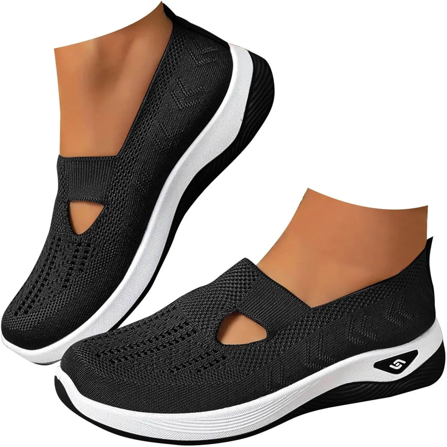 Orthopedic Walking Shoes for Women, Women Breathable Mesh Orthopedic Sneakers Slip On Nurse Shoes Arch Support Comfortable Non Slip Work Shoe